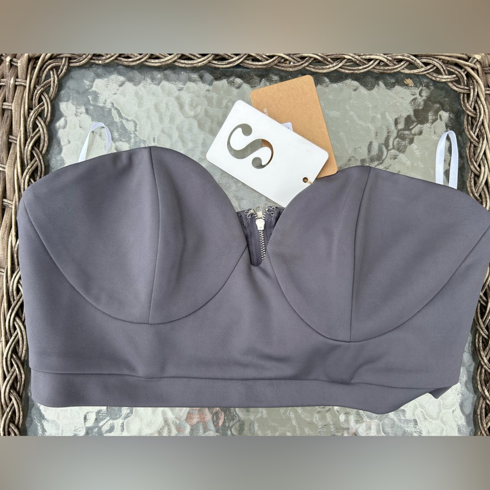 NWT! Women’s SABO Gray Strapless TOP sz Large